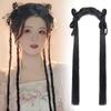 Peluca Hanfu bolsa de peluca antigua cabello enrollado cobertura completa de cabeza de una pieza estilo moño de orejas de gato antiguas estilo Song peinado de mujer