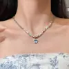Collar con Colgante de Corazón Parcheado Plata Triturada Estilo Nuevo Cadena para Clavícula Estilo Ins Simple Collar de Sensación de Nicho de Alta Gama para Mujeres
