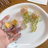 Brincos de Tarraxa Flor Amarela com Borla Prateada para Mulheres Design de Nicho Brincos Doces Exagerados Acessórios de Brinco Versáteis