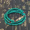 Pulseira de três círculos com granada de imitação de 6 mm, pulseira multi-círculos estilo étnico, contas de Buda para brincar na mão, joia de fornecimento ao vivo, bem-estar