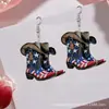 Pendientes Acrílicos de Bandera Europea y Americana Transfronterizos Estilo Retro Accesorios para Orejas de Acrílico 2D Colgante de Bota de Chicago