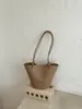 Bolsa de Axila com Textura Cruzada Bolsa de Mão Feminina 2026 Nova Bolsa de Balde Trançada Simples Bolsa Tote de Ombro Único