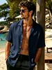Ropa de Hombre Transfronteriza 2026 Verano Nuevo Estilo Hombres Deseo Amazon Hombres Manga Corta Color Sólido Camisa de Hombre Top Delgado