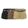 Shorts cargo de verano para mujer, estilo retro americano, sexy, moda nueva, tiro bajo, pierna ancha, con cinturón y detalles de bolsillo