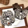 Goma para el pelo retro a cuadros estilo coreano con lazo de cinta, Accesorio para el pelo, Diadema de alta gama, Nueva cuerda para el pelo