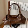 Bolsa Grande de Couro com Cera de Óleo Estilo Novo Transfronteiriça para Mulheres, Bolsa Tote de Nicho de Designer, Bolsa de Ombro com Grande Capacidade, Tendência