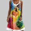 Transfronterizo Vestido Nuevo Textura Gama Alta Impresión Digital 3D Vestido Talla Grande Estilo Vacacional Vestido Talla Grande Mujer