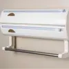 Prateleira de Armazenamento para Cozinha, Cortador de Filme Plástico, Armazenamento de Papel Toalha, Prateleira de Armazenamento Multifuncional Três em Um