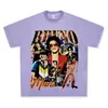 Camiseta Estampada Retro Americana de Bruno Mars Manga Corta Cuello Redondo Sudadera con Capucha Algodón 250g