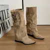 Botas de caña alta con punta fina, que aumentan la altura interior, con hebilla de cinturón, nueva colección otoño/invierno 2026 para mujer, botas de montar de caña alta increíblemente estilosas