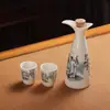 Olla Pequeña de Cerámica Estilo Antiguo para Vino de 0.1 kg, Vino Blanco Amarillo, Botella de Sake, Juego de Vino Chino, Divisor de Vino, Taza Pequeña de Vino