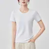 Paquete de 100 Camisetas Lisas de Manga Corta, Cuello Redondo, Color Sólido Versátil, Tops Suaves, Estilo Coreano, Sencillas, Amigables con la Piel, Ropa de Mujer de Manga Corta Ajustada