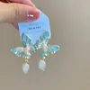 Exquisitos Pendientes Largos con Borla de Cristal en Degradado de Lujo Ligero, Nuevo Diseño de Nicho, Nuevos Clips para Oreja Sin Perforar
