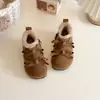 Botas de Algodão para Crianças 2026 Inverno Novo Estilo Sapatos de Princesa com Laço Forrados de Lã Estilo Coreano Versátil Botas Curtas para Meninas