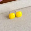 Brincos Quadrados Geométricos Minimalistas na Cor Dopamina para Mulheres, Simples e Estilosos, Adequados para o Dia a Dia e Moda