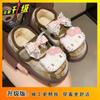 Sapatos de Algodão Plataforma com Solado Grosso, Modernos, Versáteis e Confortáveis para Mulheres, Outono e Inverno 2025, Sapatos de Algodão com Velcro de Gatinho Fofo de Desenho Animado para Mulheres