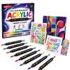 Marcadores acrílicos de dos colores y doble punta, 24 piezas, 48 colores, pinceles suaves a base de agua para pintar y colorear, bolígrafos de pintura para manualidades DIY