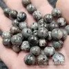 Piedra de Fuego Redondas Perlas de Jade Sueltas Perlas de Sésamo Gris Antiguo Pulsera Joyería Accesorios Perlas DIY Collar Hecho a Mano Perlas de Jade