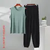 Conjunto casual de chaleco sin mangas y pantalones jogger para hombre, nuevo estilo de verano, conjunto de dos piezas transpirable y holgado para el hogar