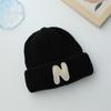 Gorro para Niños Estilo Coreano Otoño e Invierno Gorro de Punto con Cinta con Letra N para Niños y Niñas Lindo Cálido de Lana a la Moda