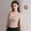 Chaleco Cálido de Otoño e Invierno para Mujer con Almohadilla en el Pecho Lyocell Lana con Almohadilla en el Pecho Capa Interior Superior Base Cepillada