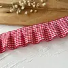 Acessórios com Renda, Renda Franzida Xadrez Vermelho, Bainha de Saia DIY, Borda de Punho, Material Pregueado