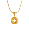 Nuevo Diseño Nicho Estilo Ins Cara Sonriente Aguacate Colgante de Nácar Anillo Redondo Retro con la Palabra "Bendición" Collar de Acero de Titanio