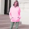 Suéter de Moda Transfronterizo para Mujer Color Sólido Polar Cálido Otoño e Invierno Sudadera con Capucha Personalizada Holgada Jersey Top
