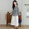 Conjunto de verano para niñas sin mangas, blusa tipo muñeca y pantalones de pierna ancha, ropa nueva para niños, conjunto de dos piezas para niñas con top corto de cuello halter y pantalones