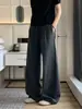 Pantalones deportivos de corte inclinado estilo americano para hombre, ajuste limpio, pantalones casuales de pierna recta, pantalones deportivos holgados de pierna ancha de moda para otoño