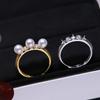 Accesorios DIY S925 Plata Esterlina Anillo de Perlas Soporte Vacío Semiterminado Anillo de Tres Bolas Soporte Plateado Soporte para Anillo Hebilla Abierta 3.5-4