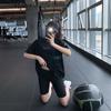 Roupas soltas de fitness para emagrecimento, tamanho grande, menina gordinha, corrida, ioga, camiseta esportiva de alfabeto de secagem rápida, blusa longa feminina