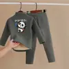 Conjunto de Roupa Térmica Infantil com Fleece e Veludo Alemão Espesso Roupa de Casa Roupas de Outono para Bebê e Calças Pijamas para Meninos e Meninas