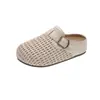 Medias Pantuflas Cerradas de Punta para Mujer Verano 2026 Nuevo Estilo con Aumento Interno de Altura y Suela Gruesa, Zapatos Casuales Versátiles Tejidos Huecos Transpirables para Uso al Aire Libre