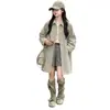 Gabardina de longitud media de alta gama para niña estilo coreano, nueva moda otoño 2026, chaqueta de solapa de moda elegante para niña grande