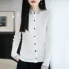 Nuevo estilo de top, adornado con pedrería, cárdigan de punto de lana de hilo fino, manga larga, con cuello de solapa, colección Otoño/Invierno 2026 para mujer, moderno, corte holgado