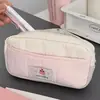 Bolsa de papelaria macia e fofa, estojo de lápis estilo coreano com blocos de cores frescos e vibrantes, bolsa de armazenamento de papelaria de alta capacidade para estudantes com alto valor estético