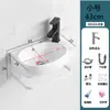 Lavabo de cerámica tamaño pequeño lavabo de esquina para baño lavabo de pared para balcón soporte de acero inoxidable hogar