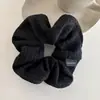 Scrunchie Azul com Bolinhas Estilo Floresta Retrô Elástico de Coque de Camada Dupla High-End Corda de Cabelo para Menina Coreana