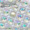 Decoração de unhas com diamante multifacetado em formato de rosa octogonal de 10 mm, feita de vidro K9 de alta qualidade com base pontiaguda.