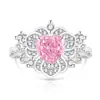 Transmisión en vivo súper vendido anillo de corona con forma de corazón cortado flor de hielo de gema de color diamante de alto carbono súper brillante baño de oro real anillo de corazón de amor vintage
