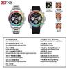 Oufani Temu Reloj Más Vendido Cronógrafo Arcoíris Seis Manecillas Calendario Único Reloj de Cuarzo para Mujer Diamante Colorido Impermeable Luminoso Reloj para Hombre