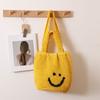 Bolso de Hombro Casual Tejido de Algodón con Sonrisa Estilo Nuevo Estilo Fresco Portátil para Viajes Diarios Bolso Tejido de Paja Bolso de Playa para Vacaciones en la Costa