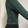Camiseta Deportiva de Yoga de Manga Larga Elegante Transfronteriza para Mujer con Cintura Plisada y Top de Punto de Alta Elasticidad Ajustado de Secado Rápido Fábrica