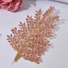 Tiara de Noiva Europeia e Americana, Tiara Macia de Luxo Acessível de Alta Qualidade Dourada Rosa com Diamantes, Acessórios de Headwear para Festas e Performances Dz110