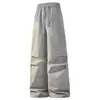 Pantalones Casuales Nuevos de Primavera y Verano para Hombre Marca de Moda Americana Pantalones Cargo Holgados Versátiles Rectos Cordón Color Sólido Pantalones de Chándal