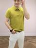 Camisa Polo de Punto Fino de Seda Helada para Hombre con Cuello de Solapa y Estampado de Piña, Color Sólido de Manga Corta, Casual Versátil, Una Pieza, Envío Directo