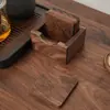 Pad Aislante de Nogal Negro Norteamericano Base Sólida de Madera para Taza de Café/Té Ceremonia del Té Mesa de Té Posavasos Antiescaldado Combinación de Almacenamiento