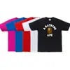 Camiseta Manga Curta da Marca Japonesa Tendência Bape com Estampa Camuflada de Macaco Dormindo e Cabeça de Macaco, Camiseta de Verão para Casais, Camiseta Curta Casual Esportiva de Meia Manga