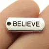 21X8Mm 1.8g Liga de Metal Multicor Acessórios Letra Inglesa Acreditar Acessórios de Roupa Pingente de Etiqueta